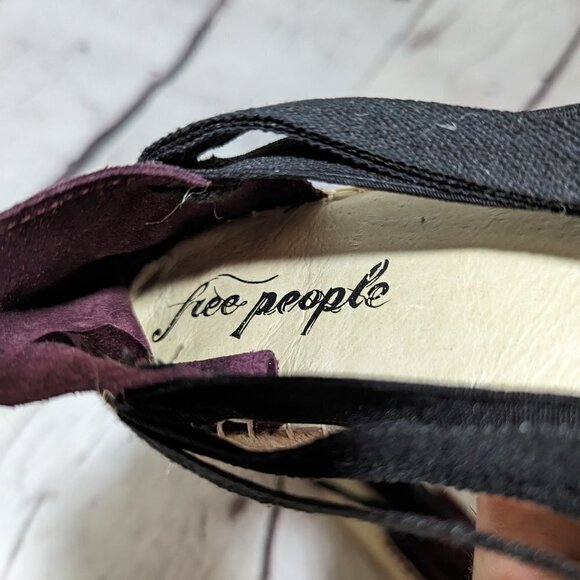 Free People SEVILLE Espadrilles Maroon Black Tan 37 NEW - Picture 9 of 11